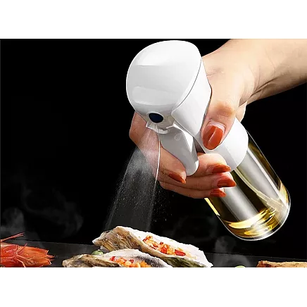 Eļļas un etiķa smidzinātājs stikla pudelē, 200 ml, balts