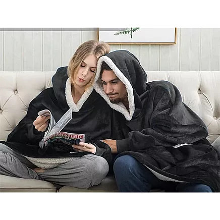 Warm sweatshirt oversize blanket xxl 2in1 thick fur soft hooded dressing gown