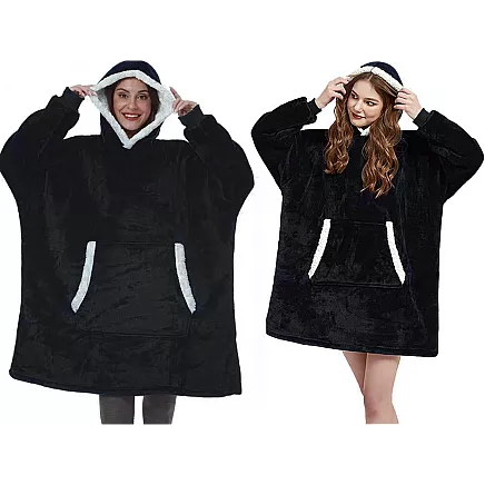 Warm sweatshirt oversize blanket xxl 2in1 thick fur soft hooded dressing gown