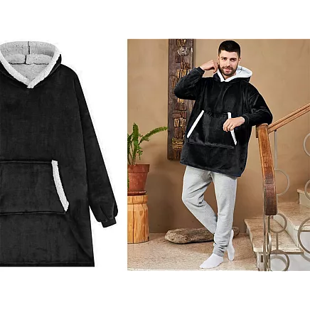 Warm sweatshirt oversize blanket xxl 2in1 thick fur soft hooded dressing gown