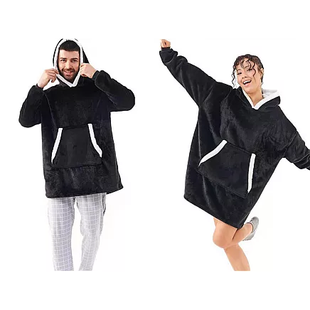 Warm sweatshirt oversize blanket xxl 2in1 thick fur soft hooded dressing gown