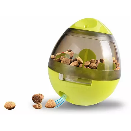 Interactive toy dog treat ball for learning slow down