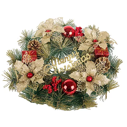 Ziemassvētku Adventes Durvju Vainags, 40 cm