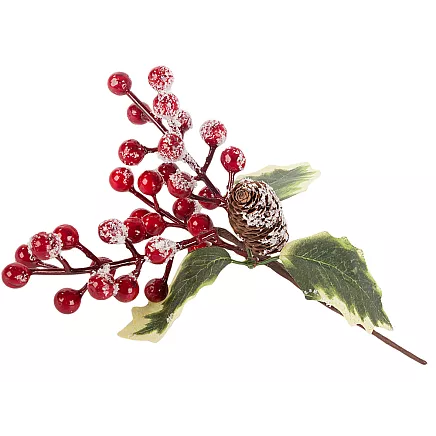 Ziemassvētku Dekoratīvā Zars ar Pīlādžiem, 22 cm
