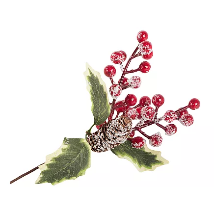 Ziemassvētku Dekoratīvā Zars ar Pīlādžiem, 22 cm