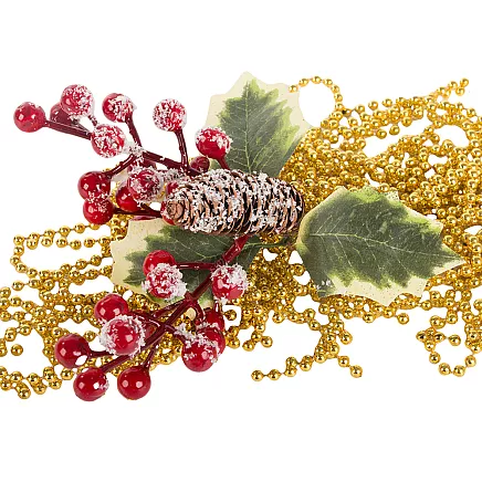 Ziemassvētku Dekoratīvā Zars ar Pīlādžiem, 22 cm