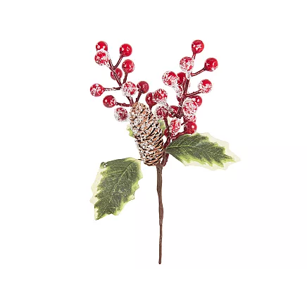 Ziemassvētku Dekoratīvā Zars ar Pīlādžiem, 22 cm