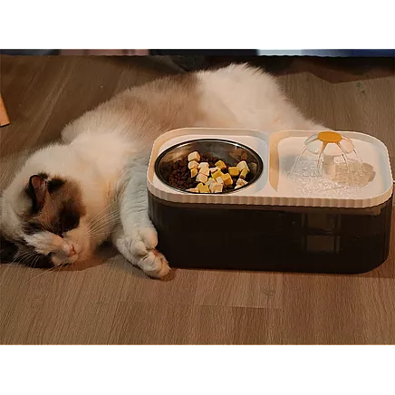 Automātiskā kaķu un suņu ūdens strūklaka ar filtru un barošanas trauku