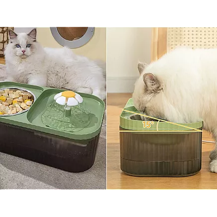 Automātiska mājdzīvnieku ūdens strūklaka ar filtru un barošanas trauku