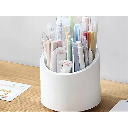 Cosmetics organiser swivel make-up brush holder with lid