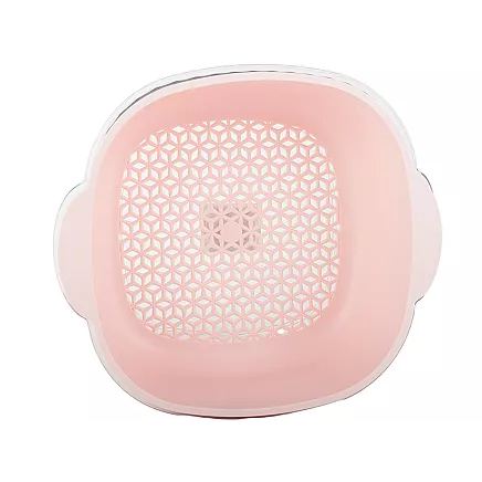 Dubultā bļoda ar sietiņu augļu mazgāšanai, plastmasa, ecru/rozā/zaļa