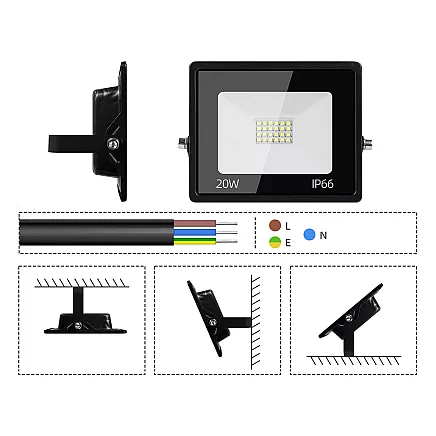 Floodlight halogen spotlight led 20w 6000k outdoor waterproof ip66