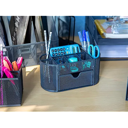 Desk organiser 8 compartments drawer cupboard shelves office metal