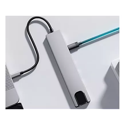 Hub adapter 8in1 connector 2x usb-c thunderbolt 3 2xusb hdmi sd rj45