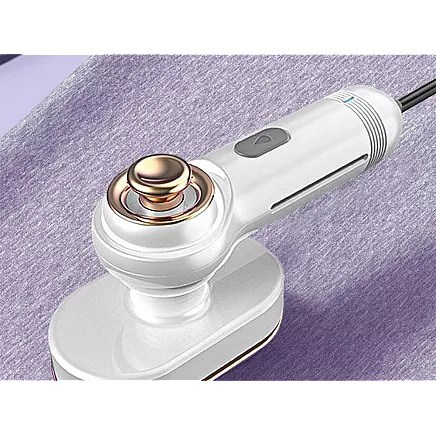 Kompakts ceļojumu tvaika gludeklis ar rotējošu rokturi un smidzinātāju, pelēks/balts