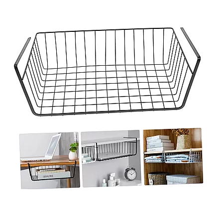 Hanging basket under shelf metal basket organiser kitchen basket white