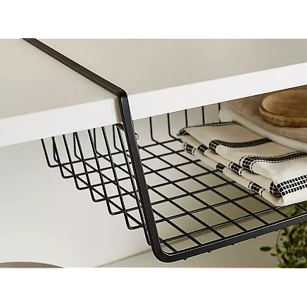 Hanging basket under shelf metal basket organiser kitchen basket white