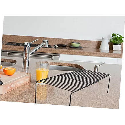 Metal shelf adjustable width expandable for kitchen organiser black