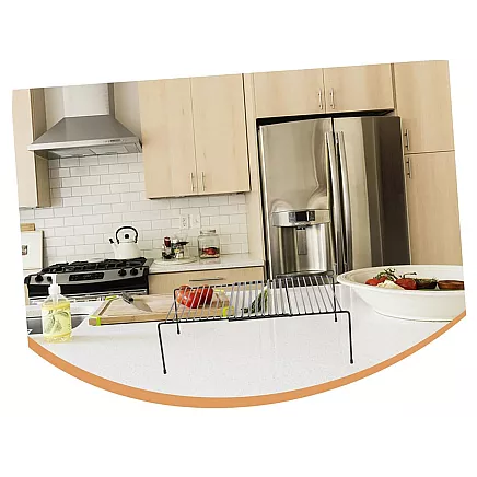 Metal shelf adjustable width expandable for kitchen organiser black