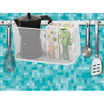 Basket metal rail-mounted organiser hanging basket kitchen shelf