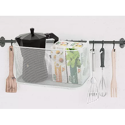 Basket metal rail-mounted organiser hanging basket kitchen shelf