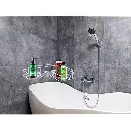 Loft corner bathroom shower shelf hanging hook white