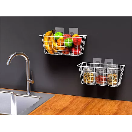 Hanging basket metal organiser hanging shelf white strong