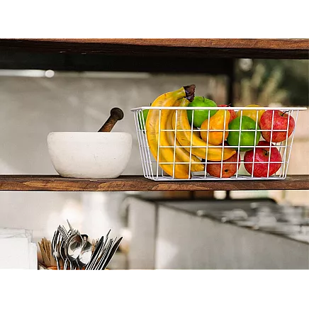 Hanging basket metal organiser hanging shelf white strong