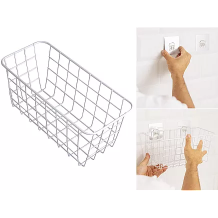 Hanging basket metal organiser hanging shelf white strong