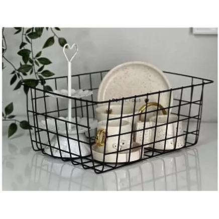 Loft metal wire organiser basket for kitchen fruit basket black large