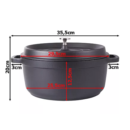 Cepamais katls ar vāku un nepiedegošu pārklājumu, 6,6 l, lietais alumīnijs
