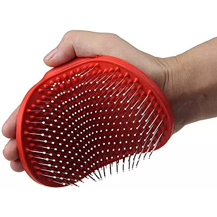 Mīksta masāžas suka suņiem un kaķiem spalvas kopšanai, sarkana