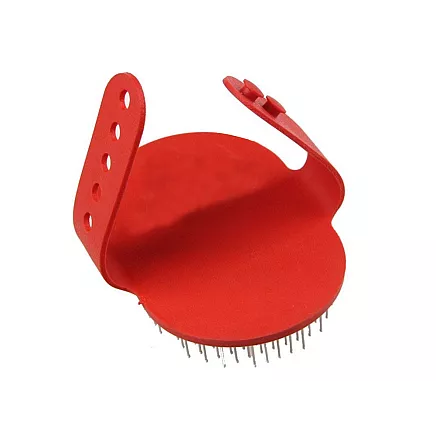 Mīksta masāžas suka suņiem un kaķiem spalvas kopšanai, sarkana