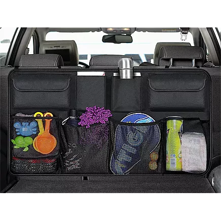 Car seat backrest organiser with pockets