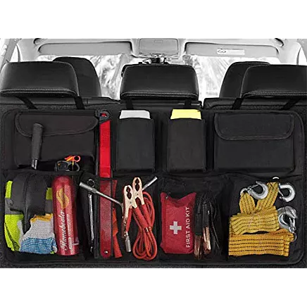 Car seat backrest organiser with pockets