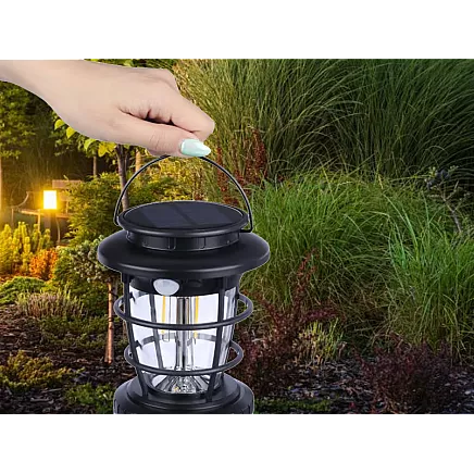 Saules LED kempinga laterna dārzam ar USB un kustības sensoru