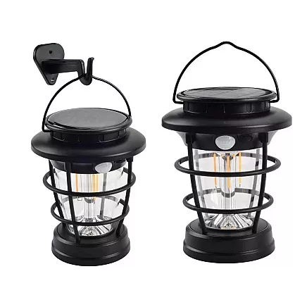 Saules LED kempinga laterna dārzam ar USB un kustības sensoru