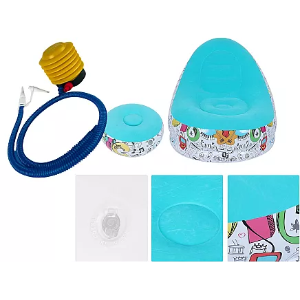 Ērts piepūšamais krēsls ar kāju balstu un pumpi, atpūtas krēsls mājai un dārzam