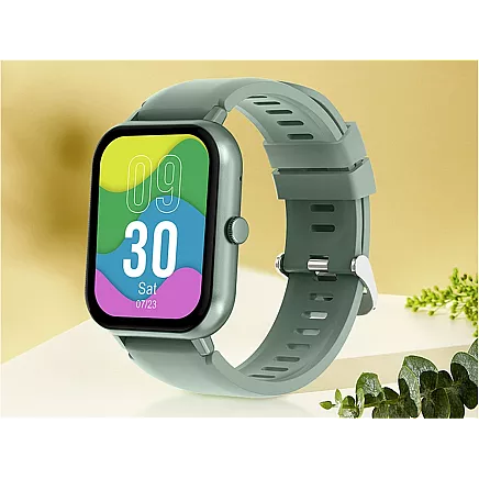 Sporta viedpulkstenis ar Bluetooth zvanu funkciju un silikona siksniņu, zaļš