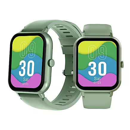 Sporta viedpulkstenis ar Bluetooth zvanu funkciju un silikona siksniņu, zaļš