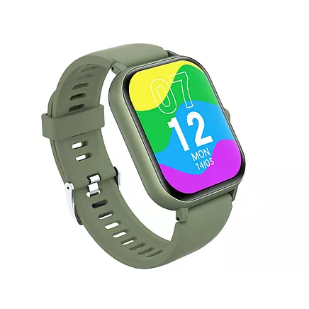 Sporta viedpulkstenis ar Bluetooth zvanu funkciju un silikona siksniņu, zaļš