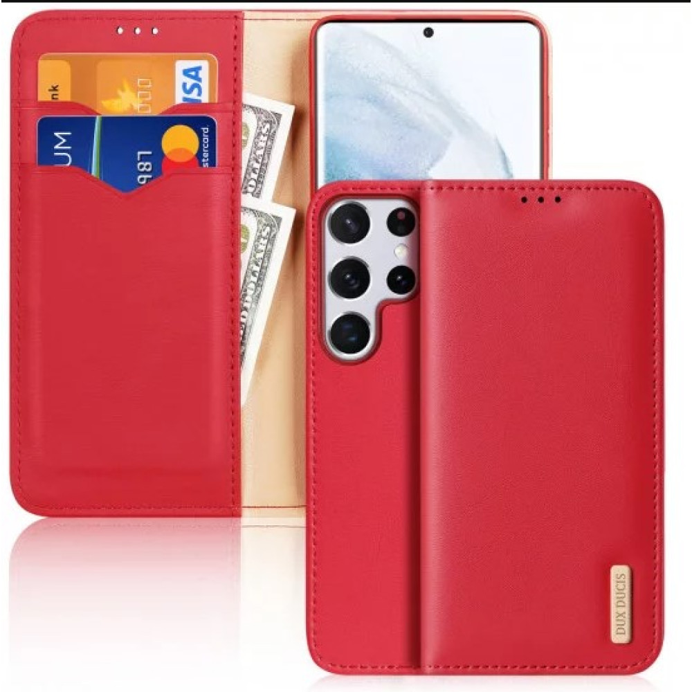 [RETURNED ITEM] Dux Ducis Hivo Genuine Leather Bookcase type case for  Samsung Galaxy S21 Ultra 5G red, 14,05€